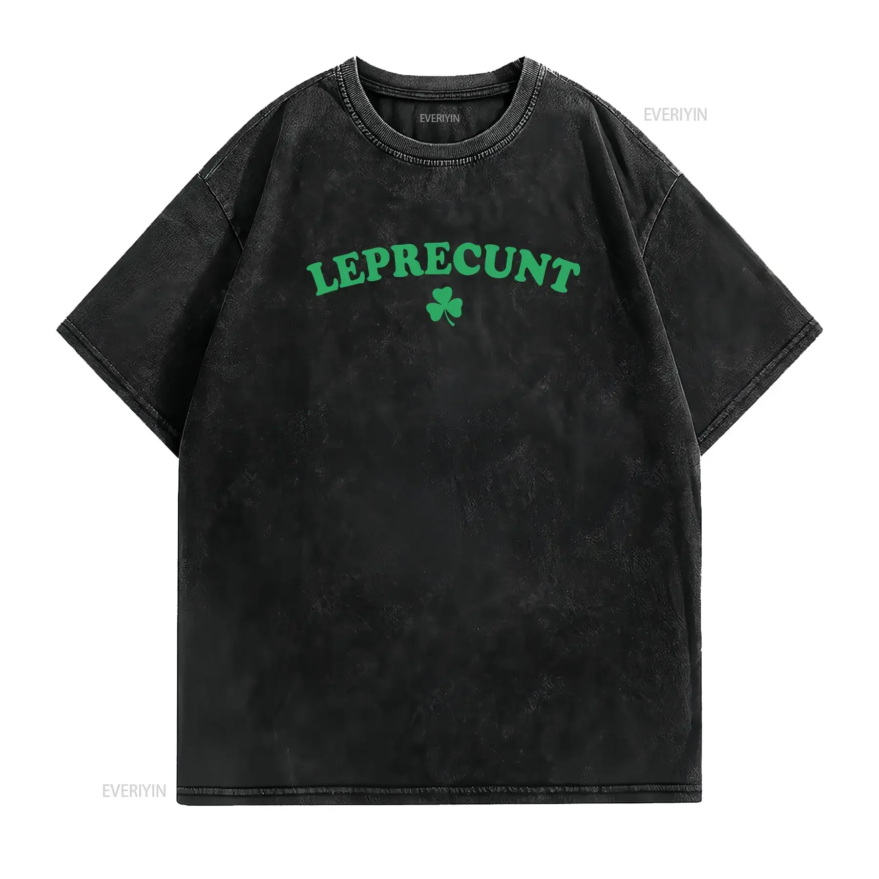 Leprecunt St Patricks Day Women's Irish Shamrock T Shirt vintage Washed Versatile graphic designer clothes Slightly streetwear