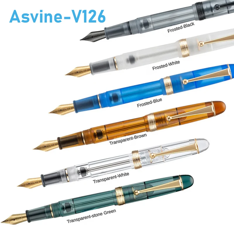 Asvine V126 Acrylic Fountain Pens Luxury Elegant Transparent / Matte M/F Nib Calligraphy Pens Office School Supplies Stationery