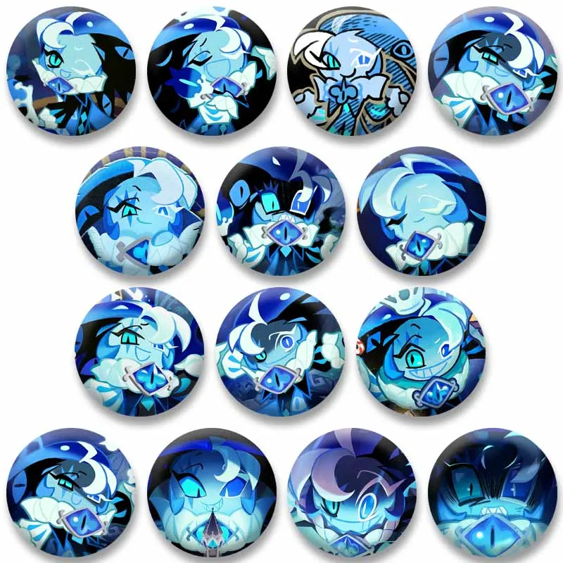 Shadow Milk Cookie Badge, Cookie Run Kingdom Anime Round Button Pin, Cute Game Character Brooch for Backpack Clothes, Collectibl