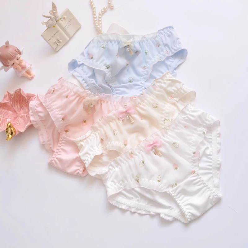 Nova princesa bonito estilo adorável calcinha sexy oco transparente bordado plissado sem costura roupa interior para mulher lingerie breifs