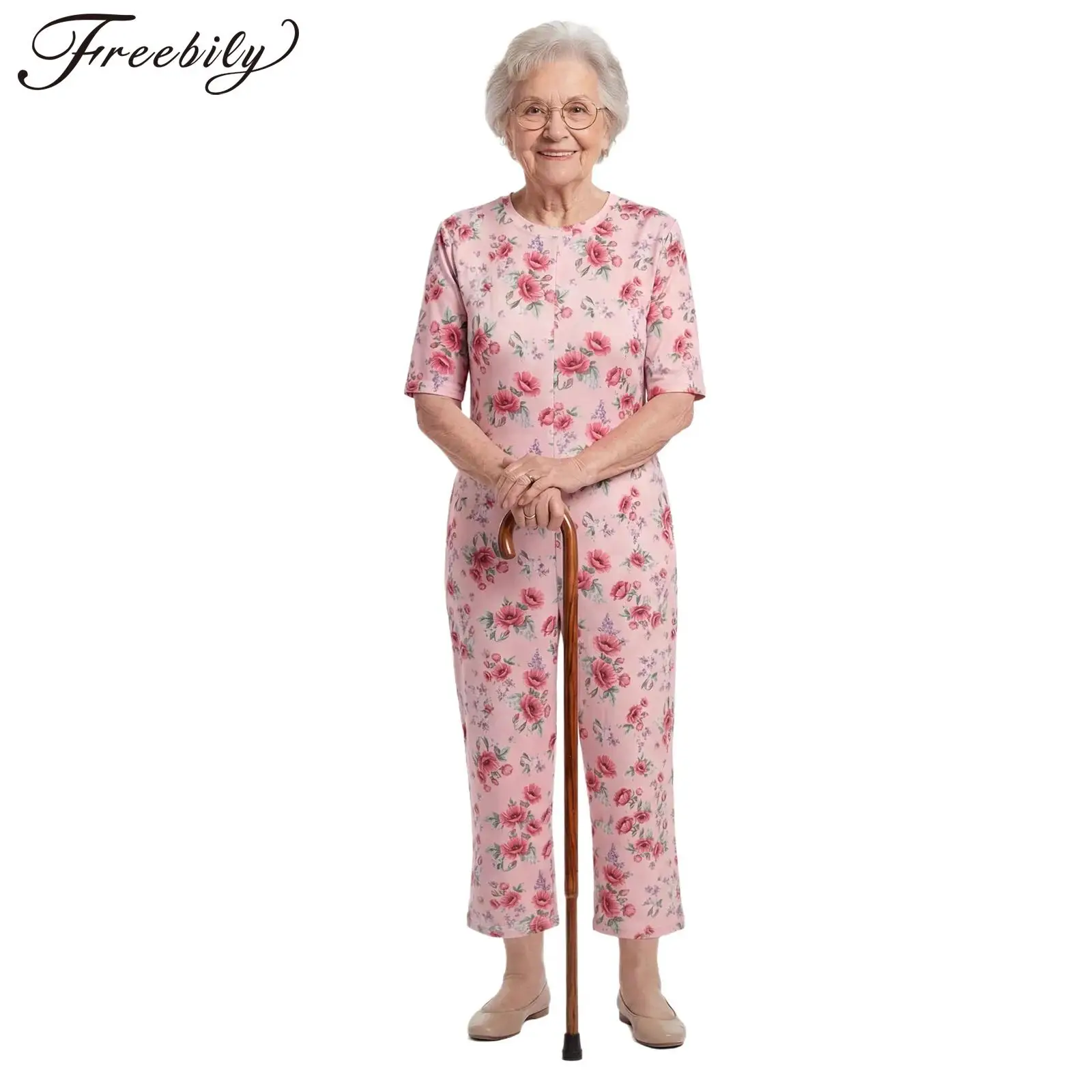 Roupa Adaptativa para Mulheres com Necessidades Especiais, Idosos, Alzheimer, Demência, Macacão com Zíper Traseiro, Anti-Deslizante, Roupa de Casa, Pijamas