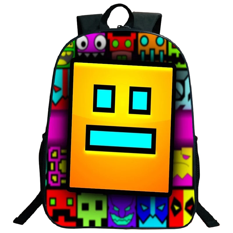 Geometry Dash Cartoon Printed School Bags 16 Inch Large Capacity Bag For Travel Sport Portable Students School Bags Kids Bookbag