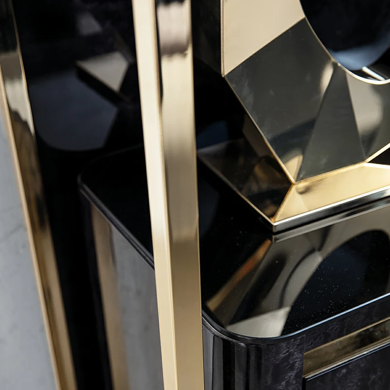 Möbel Moderner Mini-Display-Barschrank Gold Edelstahl Holz