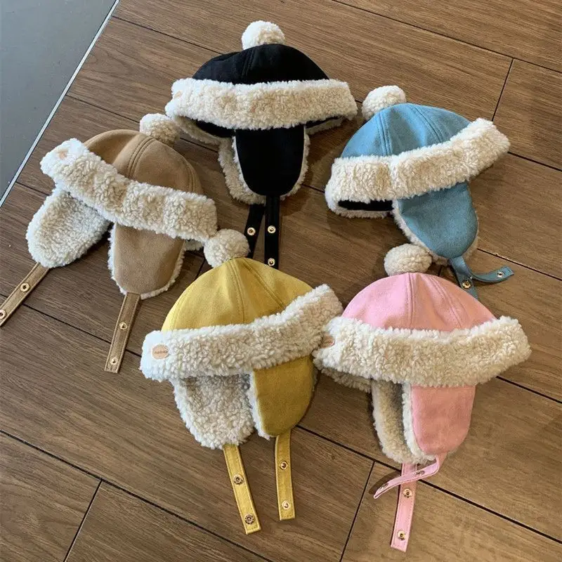 قبعة شتوية من الصوف الحراري للأطفال مع غطاء للأذن للأطفال الرضع من الأولاد والبنات في الطقس البارد ​ ​