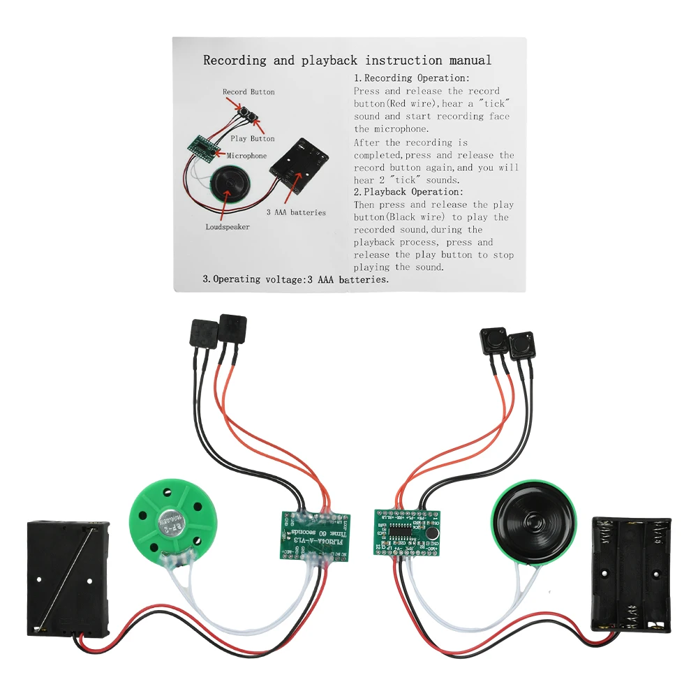 Recordable Sound Module Dual Button Voice Recorder 60 Second DIY E Card With Crystal Clear Playback For Gifts Projects