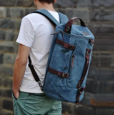 กระเป๋าเดินทางผู้ชายกระเป๋าเป้แคนวาสยุทธวิธีปีนเขากีฬา Rucksack สำหรับจักรยานกระเป๋าเป้สะพายหลังกระเป๋าเป้เดินทาง XA241K