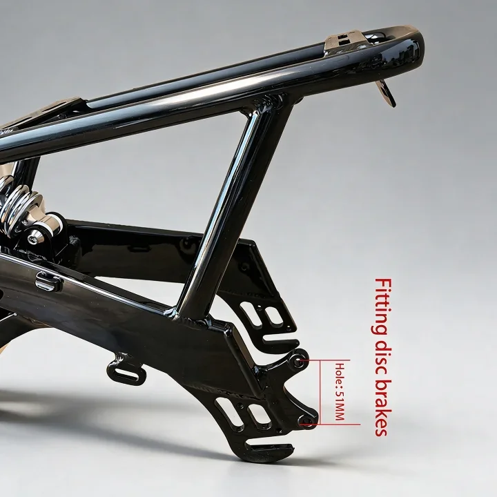 14-Inch Disc-Brake Folding Electric Bike Frame, Made from 6061 Aluminium Alloy, DIY Frame, with Central Suspension - view 2