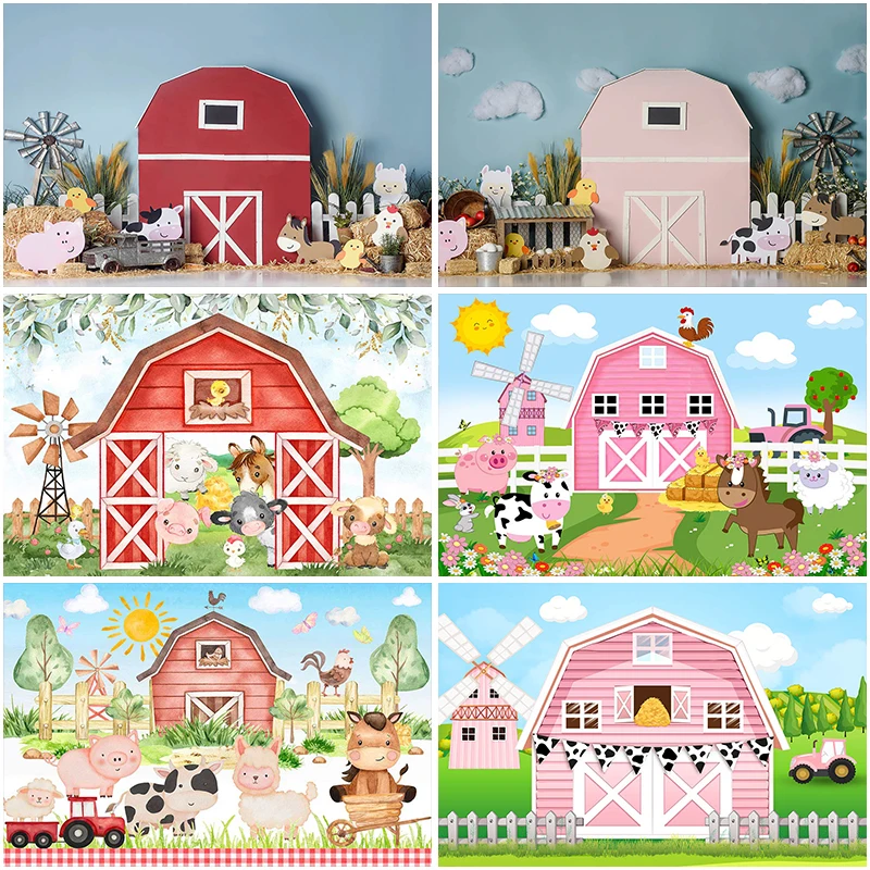 

Mocsicka Cartoon Farm Animal Theme Photography Background Children Welcome Baby Party Birthday Party Decor Backdrop Photo Studio