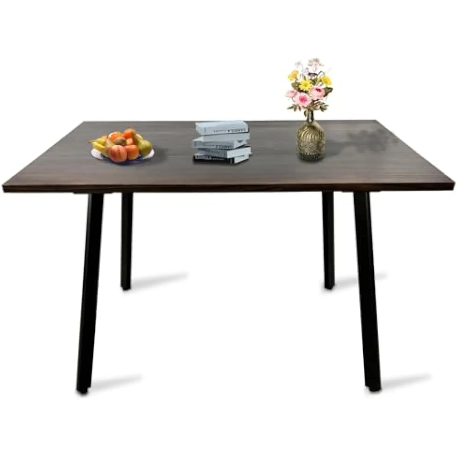 

Dining Table for 4 People, Solid Pine Wood Kitchen Table 48 X 28 英寸 (120 X 70 cm), Rectangle Desk with Heavy Duty Metal Legs