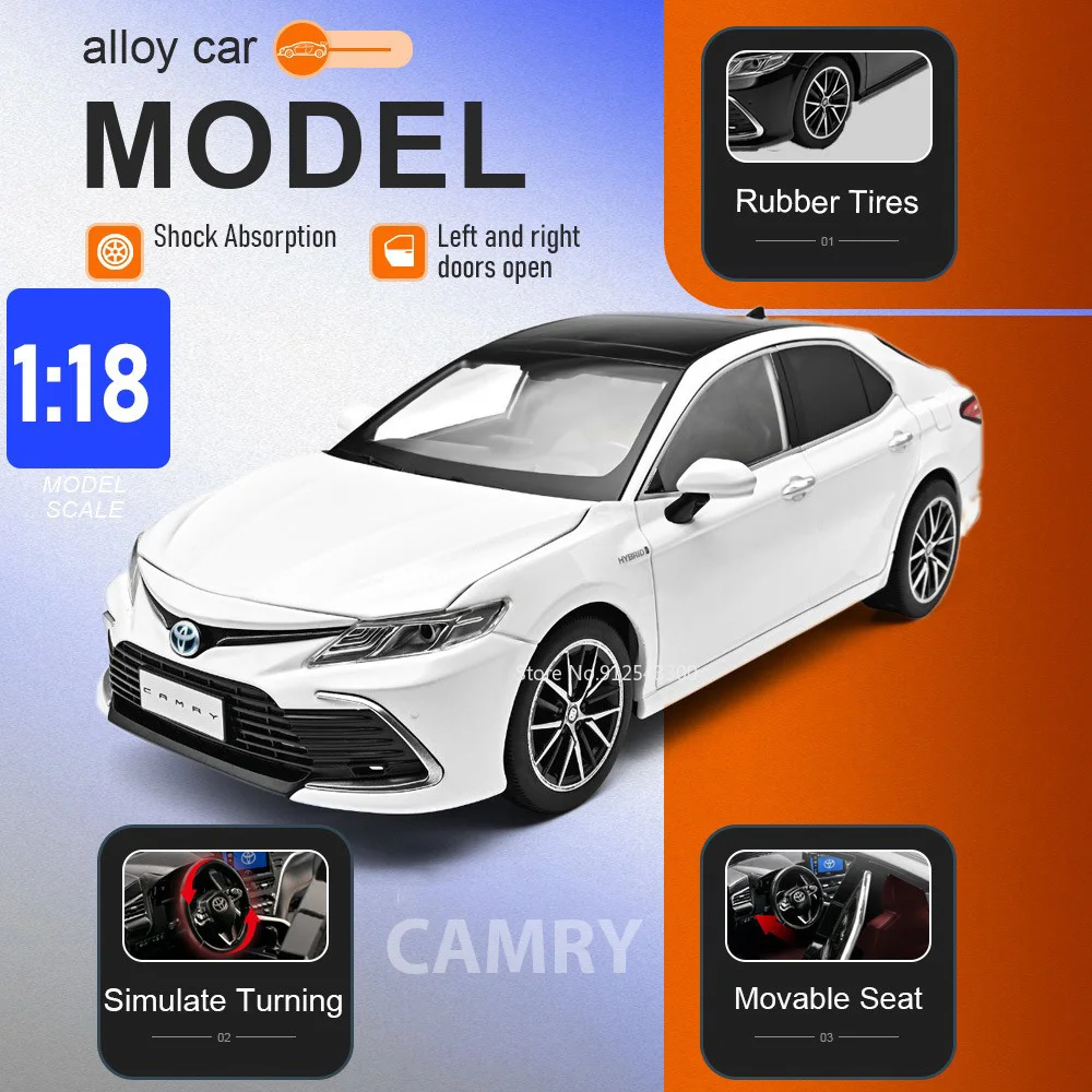 

Scale 1:18 CAMRY 2023 X5M Car Model Toys Doors Opened Shock Absorption Vehicle Front Wheel Sheer Cars Boys Children's Toy Gifts