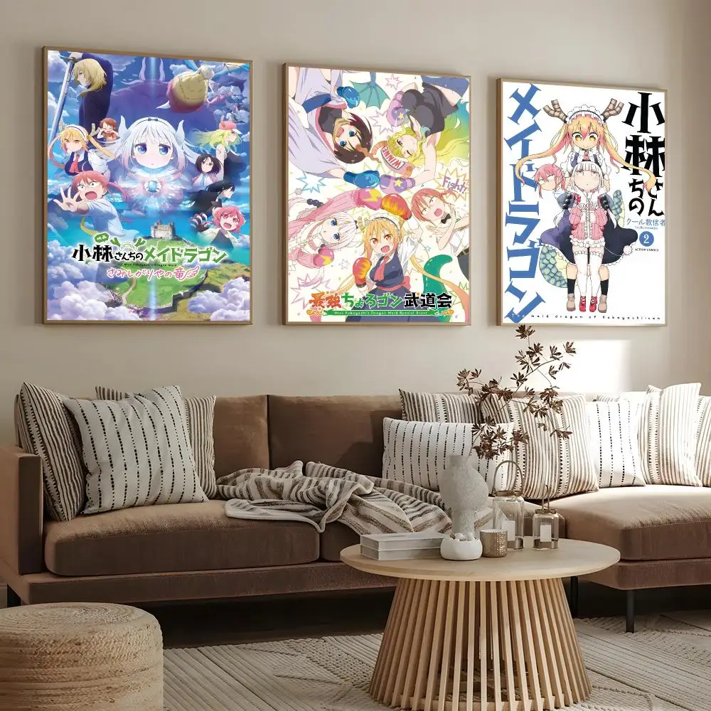 Anime Miss Kobayashi's Dragon Maid Poster Print Wall Art Pictures Canvas Painting Living Room Bedroom Home Decor