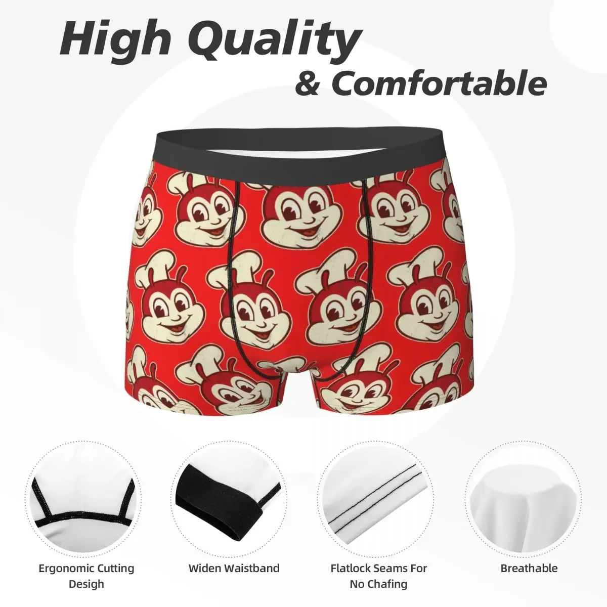 Boxer Underpants Shorts Jollibee Fast Food Panties Men's Comfortable Underwear for Homme Man Boyfriend Gift