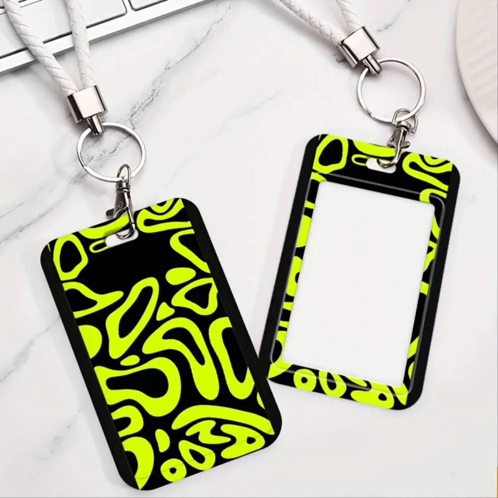 Neon Green Shapes ID Card Holder Plastic Badge Case For Doctor Nurse Student Employee ID Bank Access Card Christmas Gift