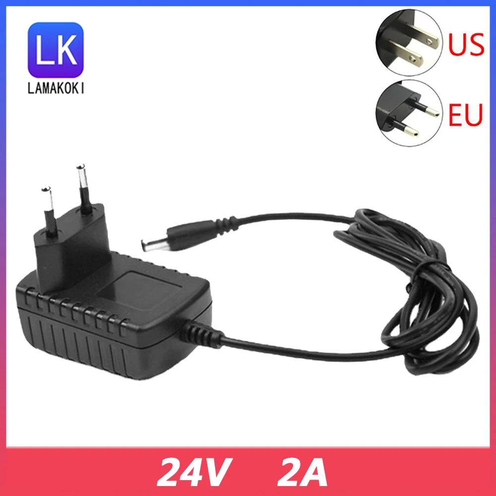 1 stücke hohe qualität 24v 2a ac 100 V-240V konverter adapter netzteil dc 5,5mm x 2,1-2,5mm ladegerät