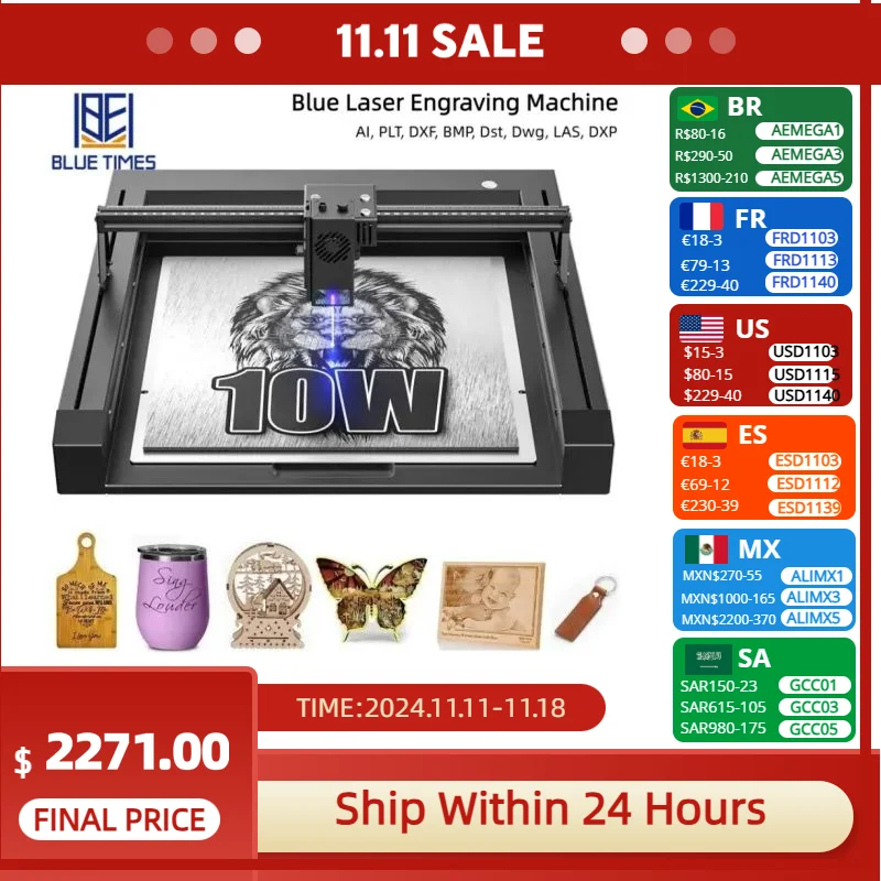 Bluetimes Pro Laser Engraver With Wifi Offline Control 80W Laser Engraving Cutting Machine 445±5nm Blue Light Cnc Machine