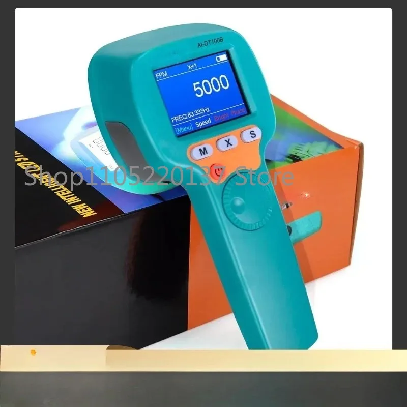 Digital Handheld Stroboscope 60-99999 FPM, LED Stroboscope 1500 Lux Strobe Tachometer with Full-Color LCD Display