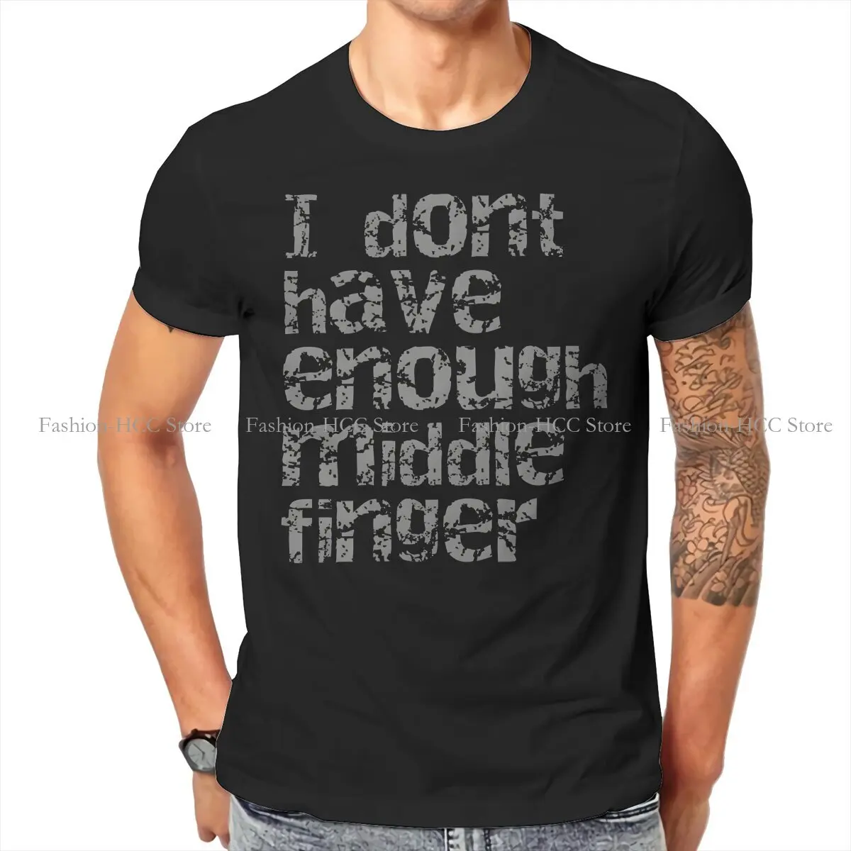 I Don't Have Enough Middle Finger Casual TShirt Hey Riddle Riddle Style Tops Comfortable T Shirt Male Tee Unique