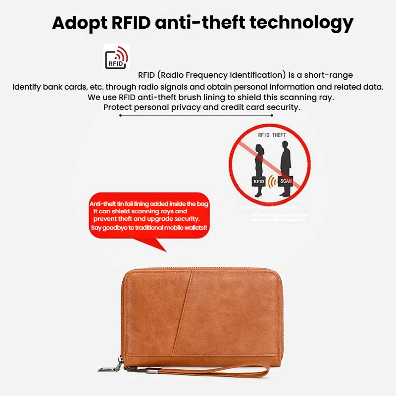 RFID Blocking Passport Wallet Zip-Up Multi-Function Protective Case for Travel Documents And Finances Cross-Border New Arrival