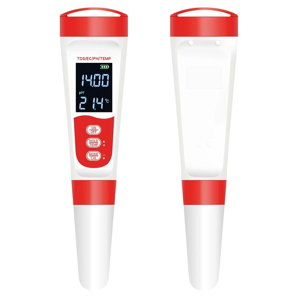 1 Piece 4 In 1 Portable Water Quality Tester PH Conductivity Temperature Meter With LCD Screen IP67 Waterproof For Pool Aquarium