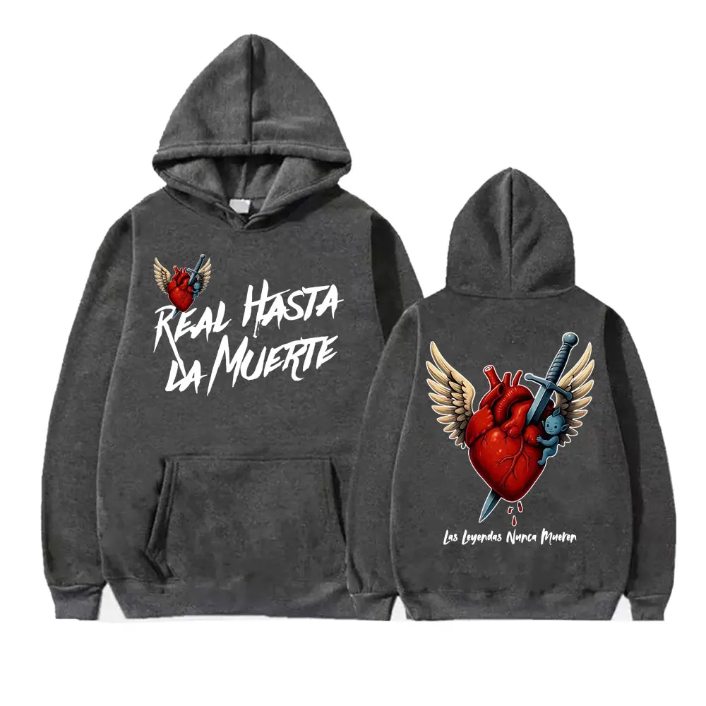 Anuel AA Rhlm 2 Real Hasta La Muerte Heart Hoodies Men Women Fashion Retro Bodywarmer Sweatshirts Casual Fleece Oversized Hoodie