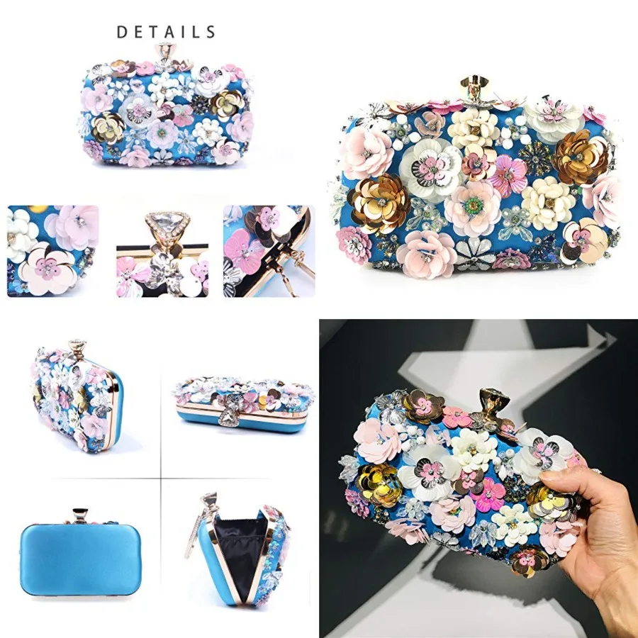 

Women Clutches Flower Evening Handbag Chain Strap Shoulder Bag
