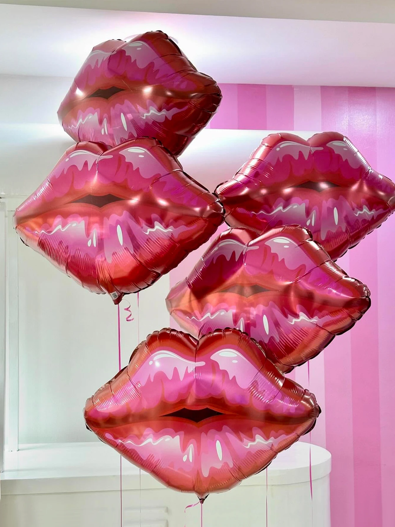 2/5 Stück Lippen-Folienballons, Valentinstagsdekoration, Jahrestag, Make-up-Thema, Geburtstag, Hochzeit, Brautparty-Dekorationen – Detail 1