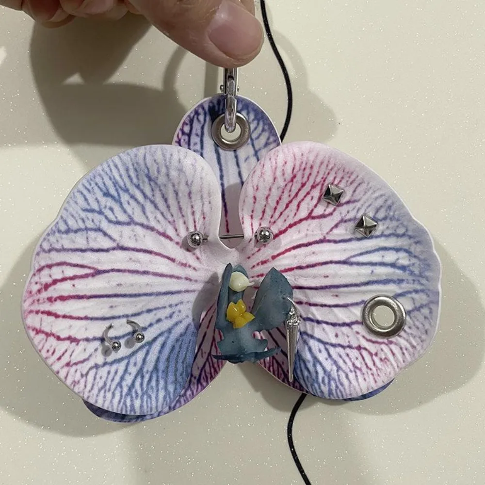 

Phone Charms Phalaenopsis Orchid Keychain Rivet Elegant Imitation Flower Pendant Fashion Decoration Bag Pendant Women Girls