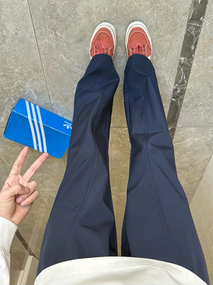 

Qui Dry Nylon Casual Pants Men Summer Lightweight American Functional Soft ell Fce Slimming Bootcut Leisure Trousers