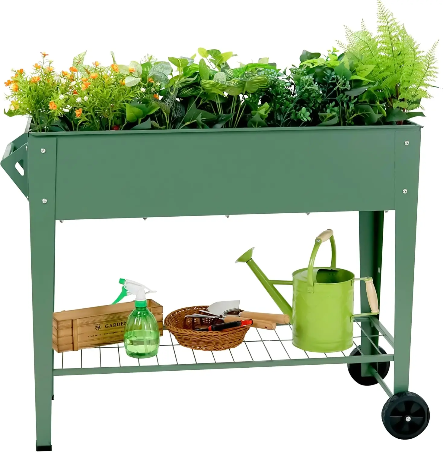 

Raised Garden Bed with Legs and Wheels Removable for Outdoor, 31.6 * 14.6'' Metal Planter Raised Box for Growing Vegetab