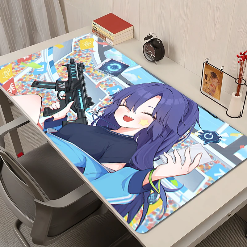 لوحة ماوس للكمبيوتر المحمول لعبة الأرشيف الأزرق HD طباعة لوحة ماوس أنيمي الكمبيوتر Kawaii Girl Yuuka لوحة المفاتيح ملحقات الألعاب حصيرة الماوس المكتبية #4