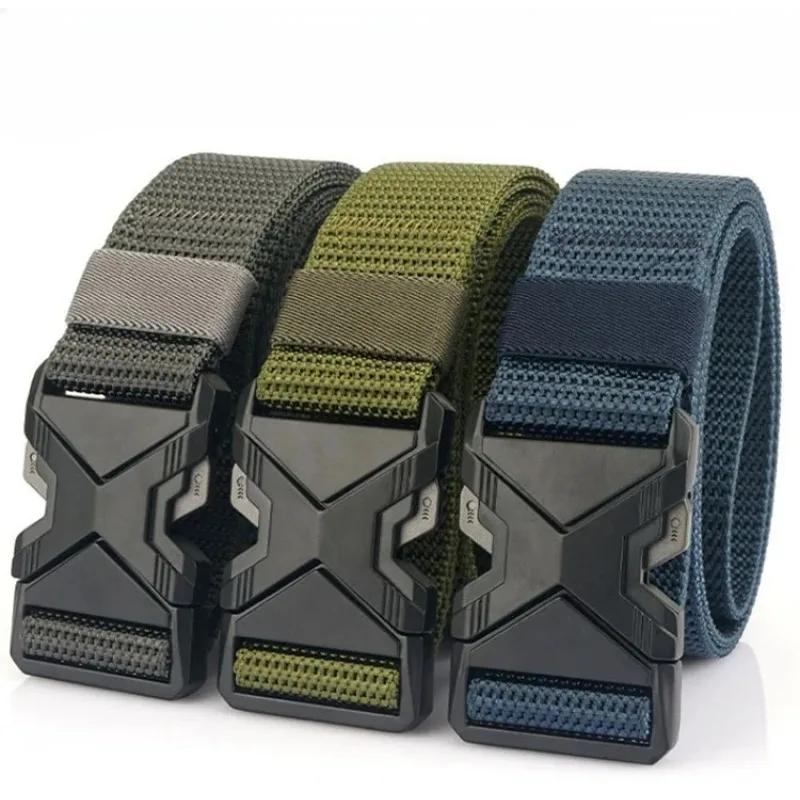 

Outdoor Sports Men Waistband Alloy Quick Release Buckle Elastic Webbing Nylon Belt Military Training Casual Trouser Belt Webbing