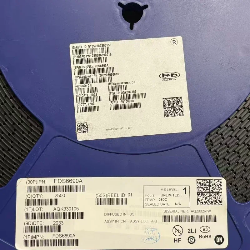 30pcs FDS6690A N-Channel Logic Level MOSFET, 30V, 11A, 12.5mΩ, SO-8