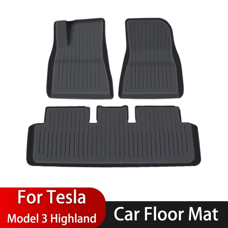 For Tesla Model 3 Highland 2021-2024 Floor Mat Car Waterproof Non-slip Foot pad Car TPE Set Floor Liner Mat  Accessories ﻿