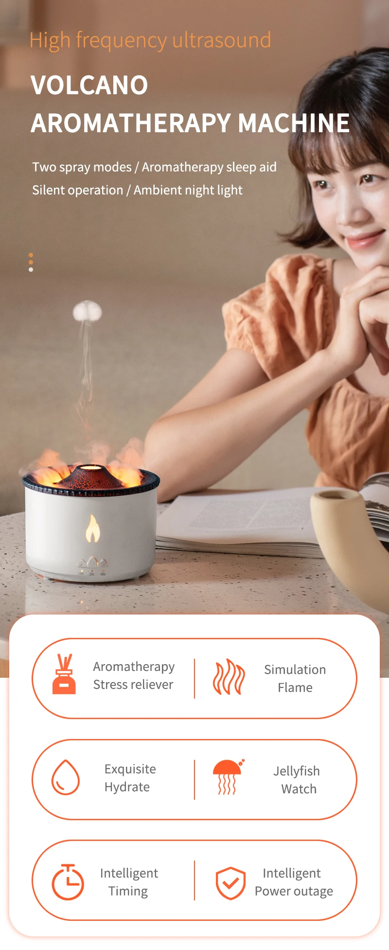 Jellyfish Smoke Ring Aroma Diffuser Creative Volcanic Air Humidifier Aromatherapy for Home Office Bedroom/Essential Oil Set