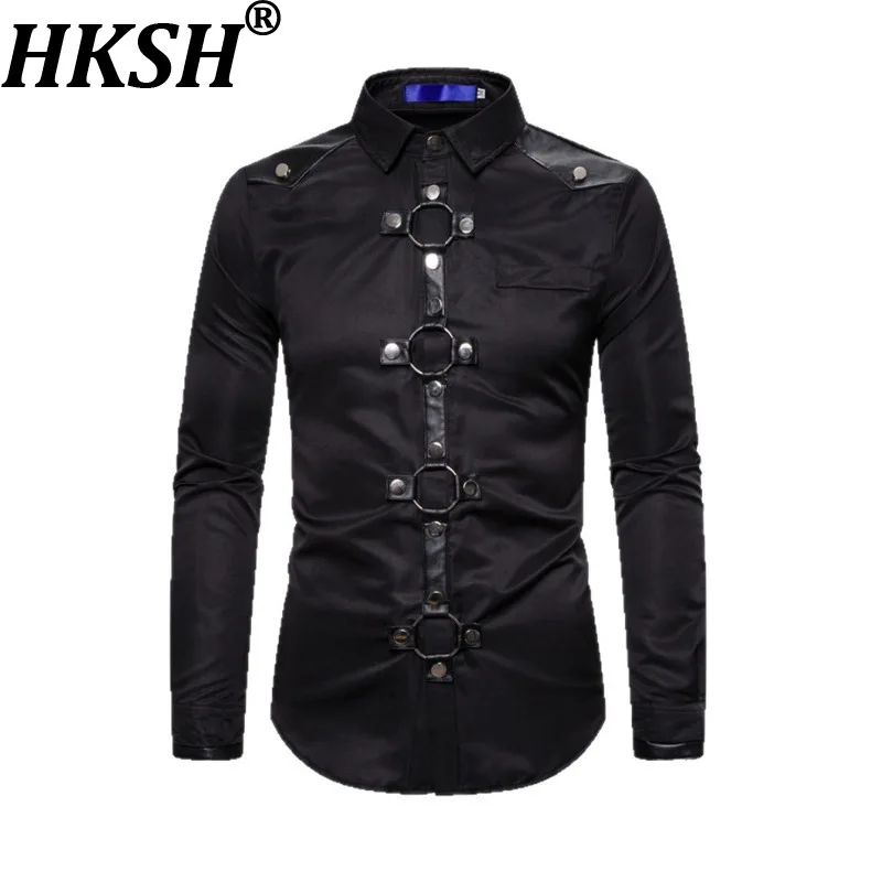 

HKSH European Size 2026 Spring Autumn Winter New Dark Style Men Gothic Studded Long-Sleeved Shirt Performance Outfit Top HK20806