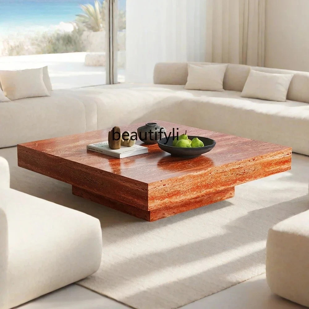 

Coffee table retro style home living room high sense square light luxury tea table corner table