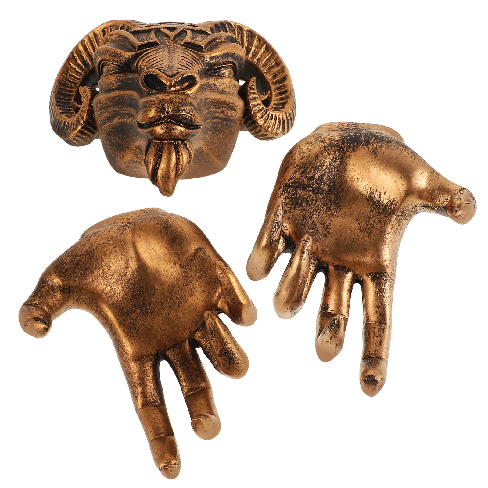 1Set Demon Goat Head Wall Decor Resin Gothic Skull Sculpture Halloween Party Hanging Decoration Indoor Room Art