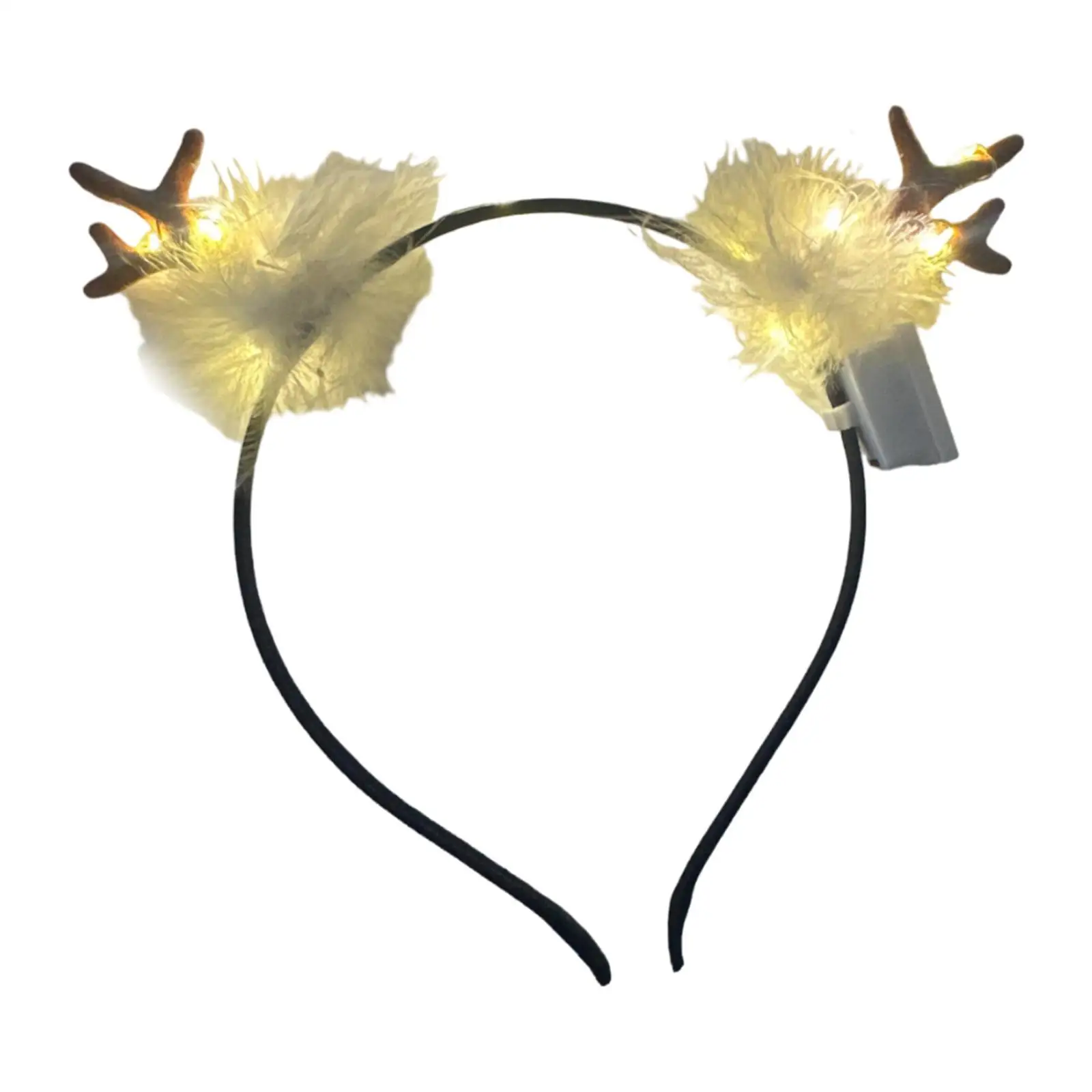 Light up Deer Antlers Feather Headband for Photo Prop Thanksgiving Halloween