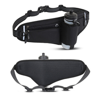 Waterproof Hydration Running Belt with 90° No-Bounce Bottle Holder - Adjustable Reflective Waist Pack for Hiking, Cycling, Gym