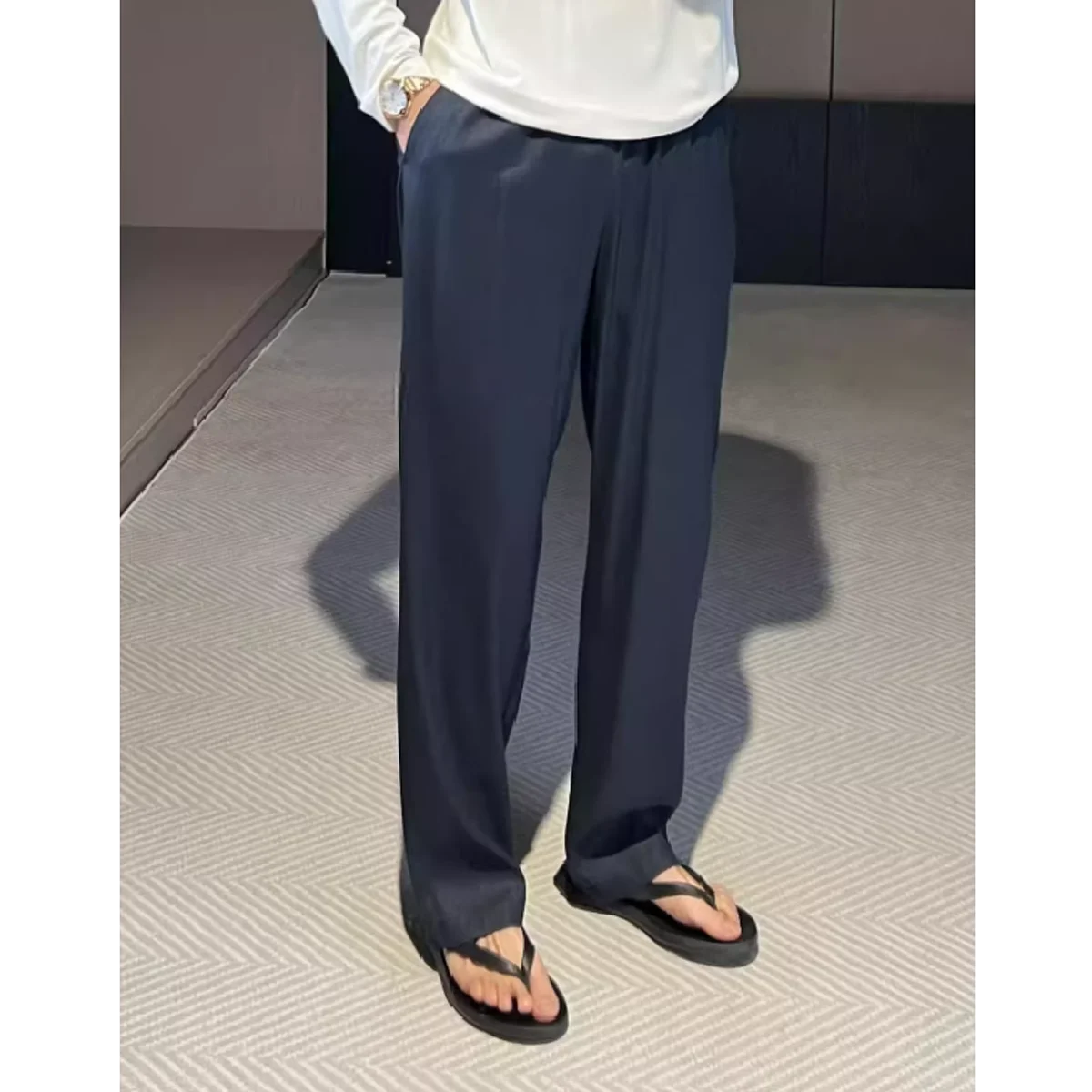 

Мужские льняные брюки свободного кроя с широкими штанинами, прямые, повседневные, класса люкс, для спорта и отдыха, осень 2025, деловой стиль, для джентльменов