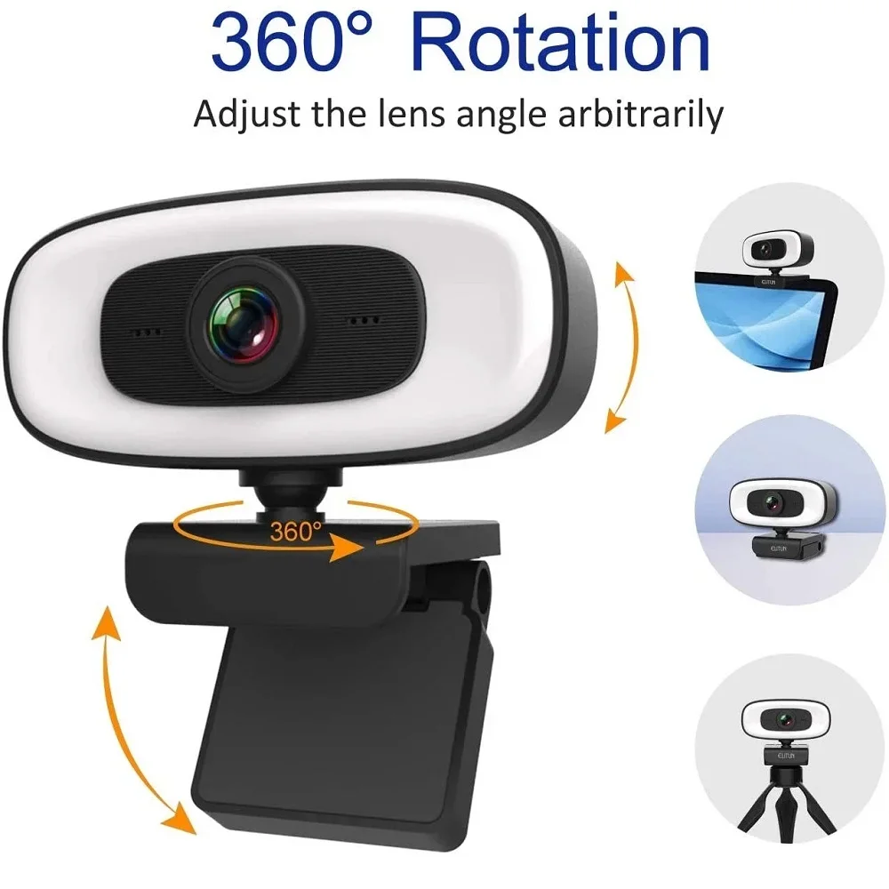 ZLRLMHY Webcam Mini 4K USB ordenador Webcam Full HD1080P Web para trabajar con micrófono trípode para PC portátiles cámara de transmisión en vivo