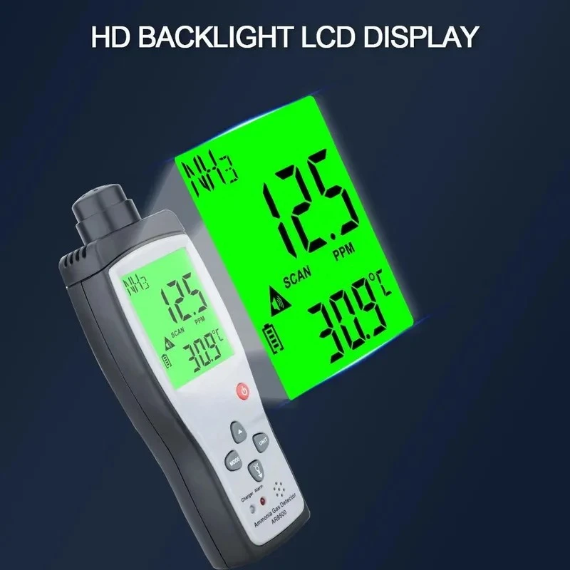 Ammonia Gas Detector Digital Air Quality Monitor for Farm Poultry Livestock Breeding NH3 Level Tester Portable Handheld