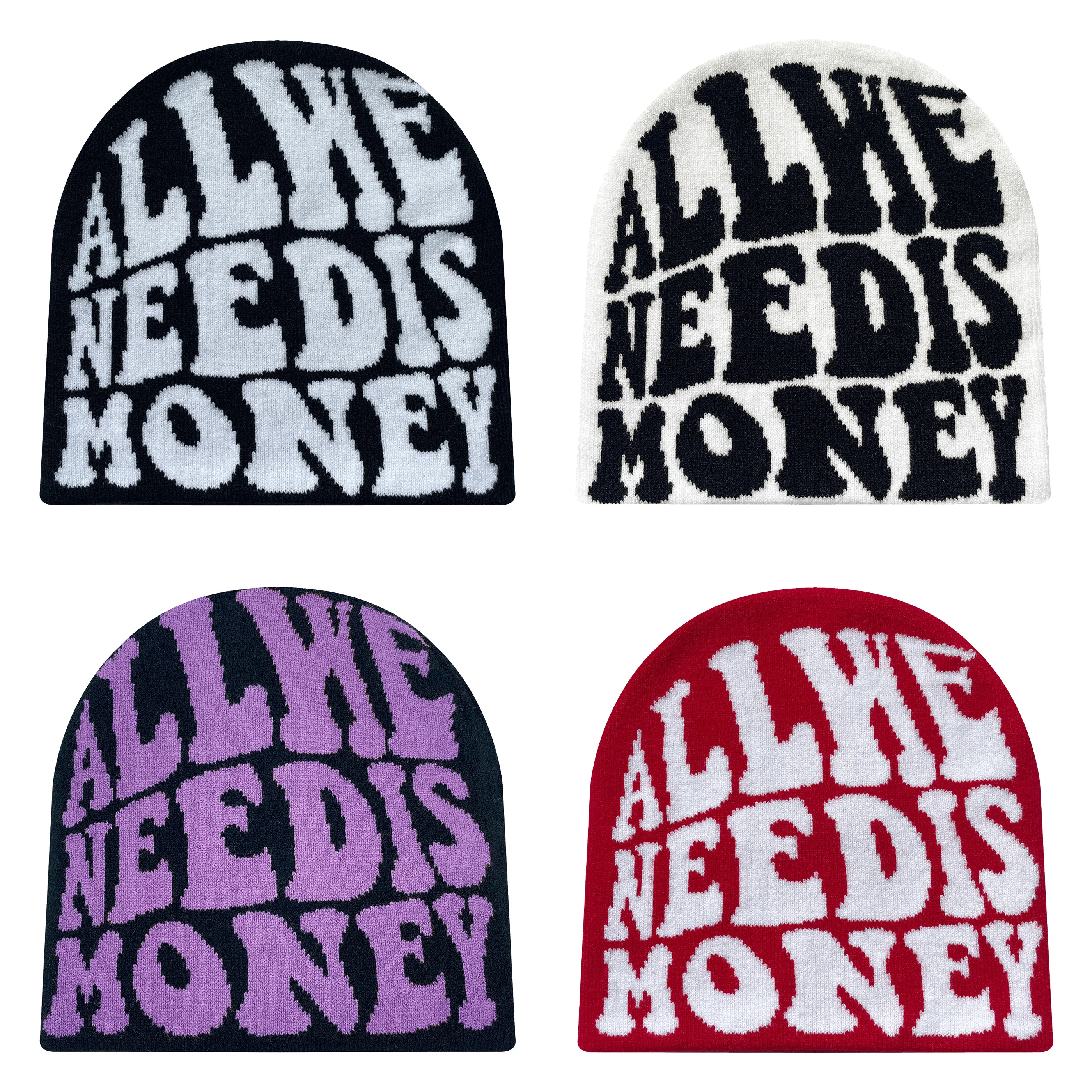 Gorro con letras de otoño e invierno, gorro tejido con patrón Jacquard, gorro de lana acrílica para hombres y mujeres, gorro cálido para exteriores