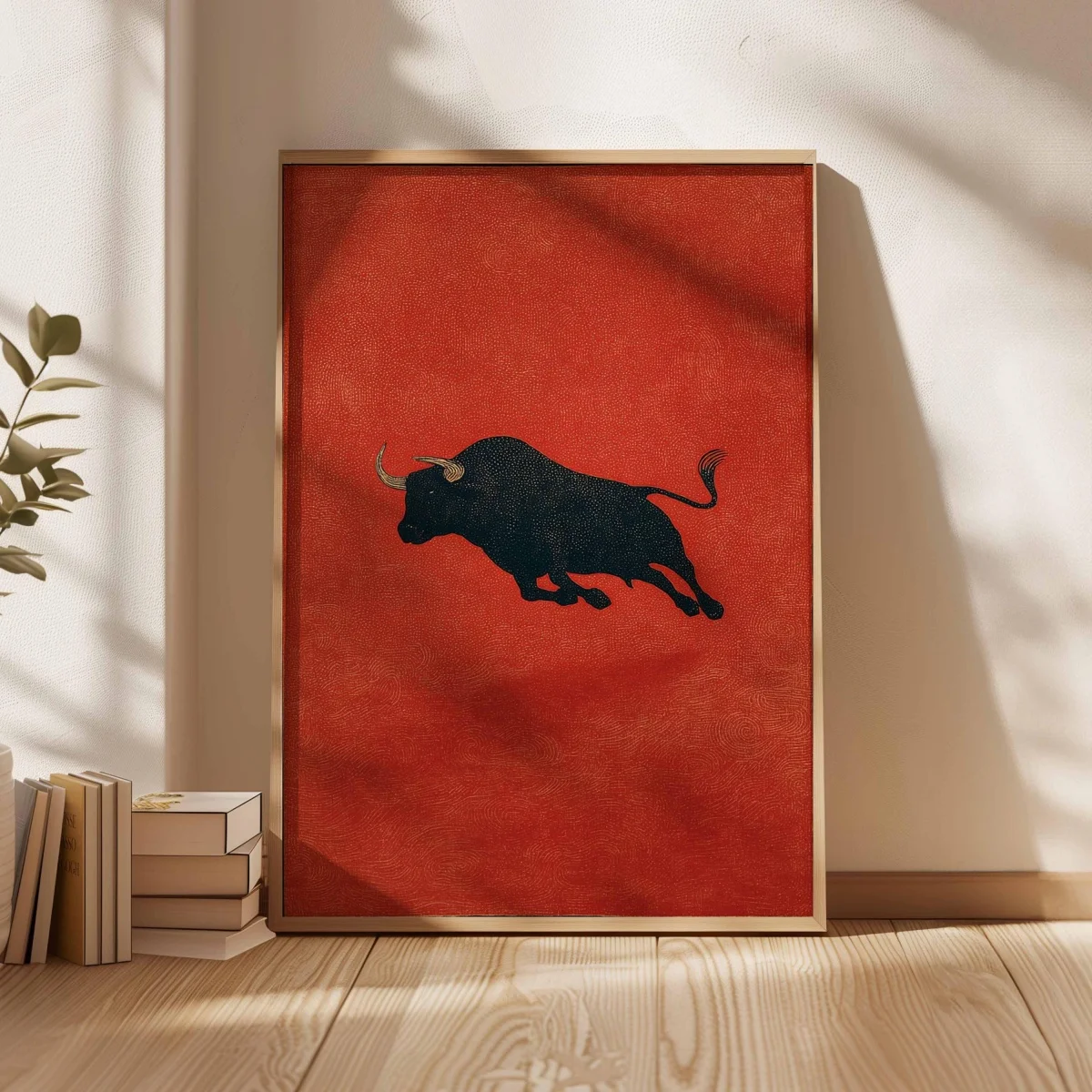 Vintage Bull Canvas Prints Poster Mid Century Minimalism Animal Red Art Prints Living Room Bedroom Wall Art Home Decor Poster