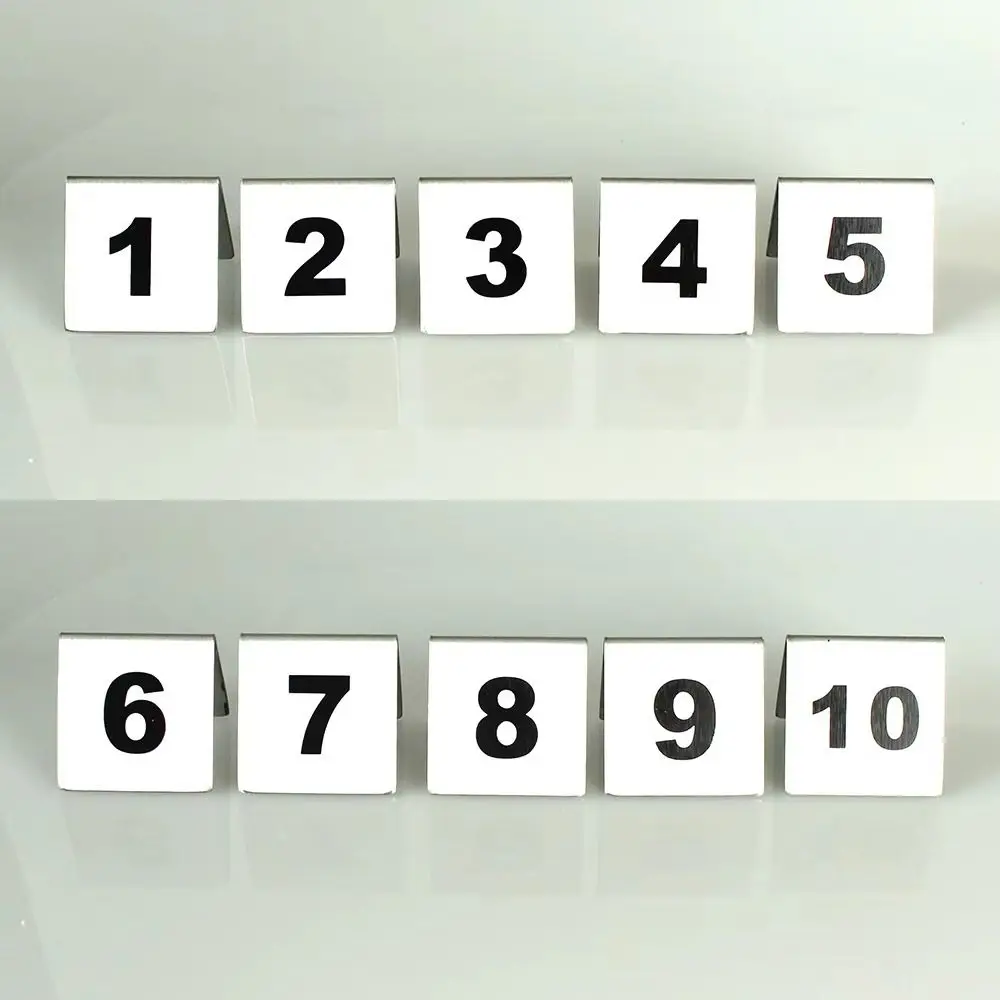 10Pcs/Set Stainless Steel Table Number Plate Double Sided Numbered 1 Through 20 Digital Card Plate Desktop Number Sign - view 5