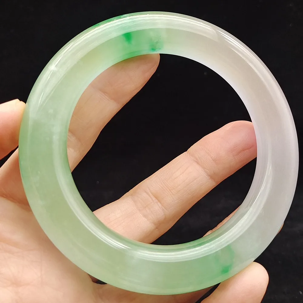 

Ice Seed Floating Green Flower Jadeite Old Jade Bracelet Thick 13mm High-Ice Exquisite Jade Bangle Handring Fine Jewelry