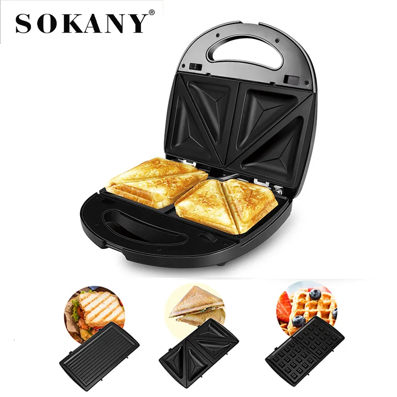 

SOKANY302 3-in-1 Household Board Changer Sandwich Maker Toaster Stainless Steel Multifunctional Breakfast Maker