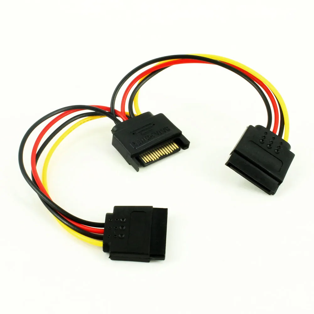 

SATA 1 Male to 2 Daul Female SATA Splitter Cable Hard HDD 15PIN 1 to 2 Power Adapter Cord for Computer Y Shape PC Cable