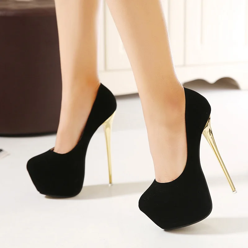 2023 Sexy Pumps Wedding Women Fetish Shoes Concise Woman Pumps High Heel Stripper Flock Pumps 16cm Big Size 41 42 43 44 45