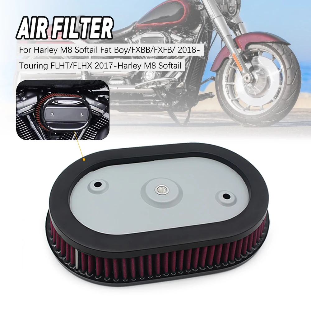 

Motorcycle Air Filter Element Cleaner Filter Replacement System For Harley Touring FLHT FLHX 17-Up Softail FXBR FLHC FXBB 18-Up